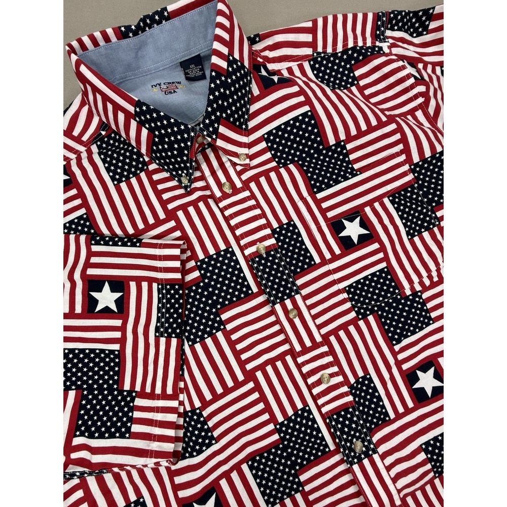 Ivy Crew USA Shirt Men's XXL Red White Blue Patriotic Flag Short Sleeve Cotton
